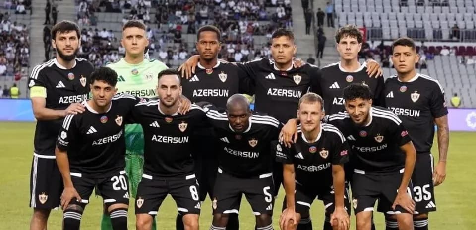 Qarabag team posing for UEFA Europa League match