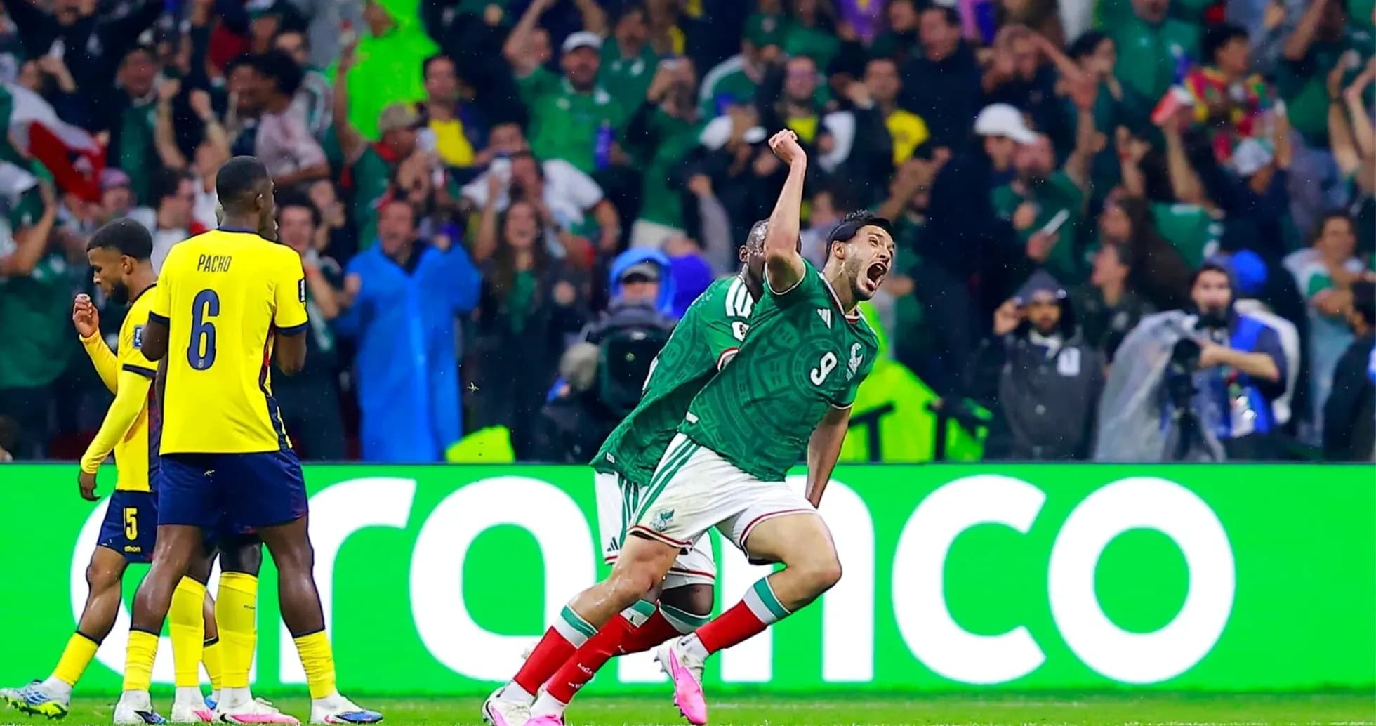 Mexico player celebrating during World Cup match