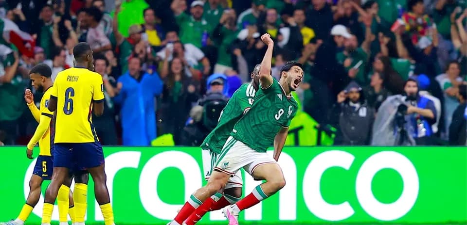 Mexico player celebrating during World Cup match