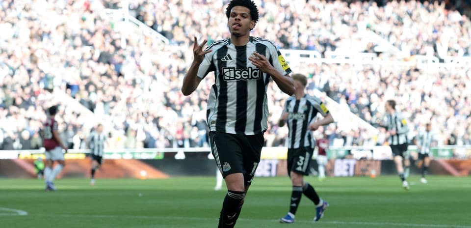 Newcastle player celebrating a goal