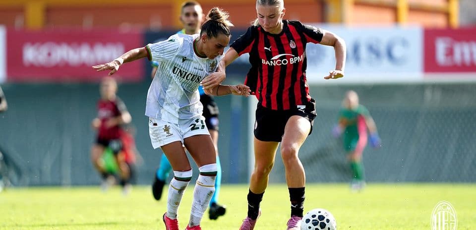 Players competing for the ball during Serie A Women match
