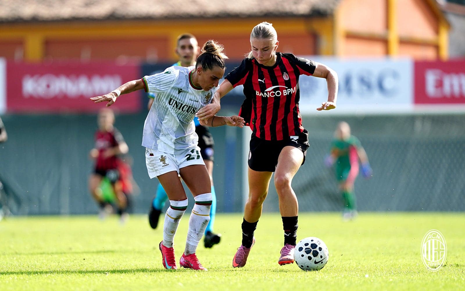 Players competing for the ball during Serie A Women match