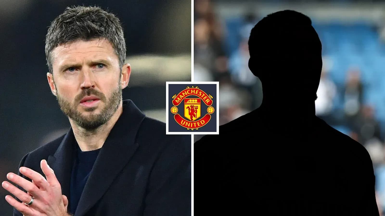 Michael Carrick and a silhouetted player with logos