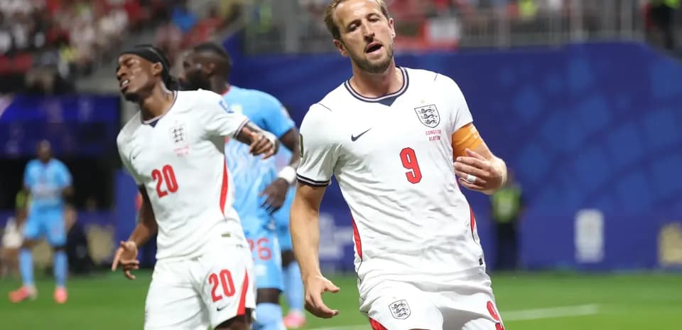 Harry Kane celebrating during England vs Congo DR match