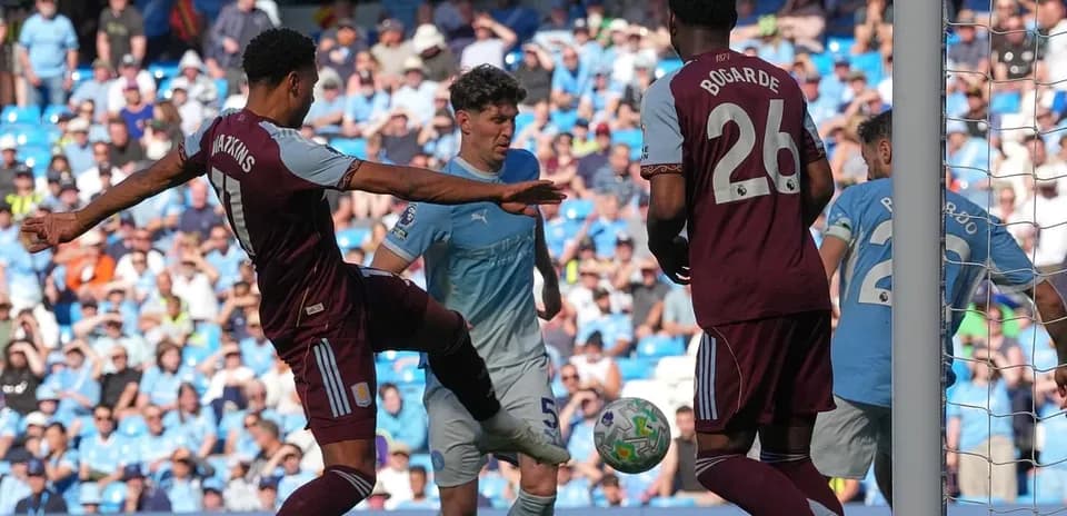 Players competing during Manchester City vs Aston Villa
