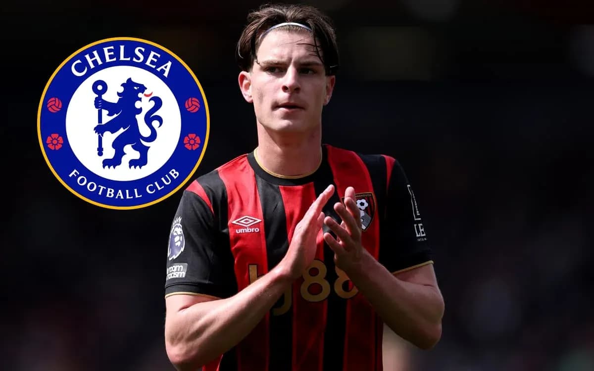 Player in Bournemouth kit with Chelsea logo