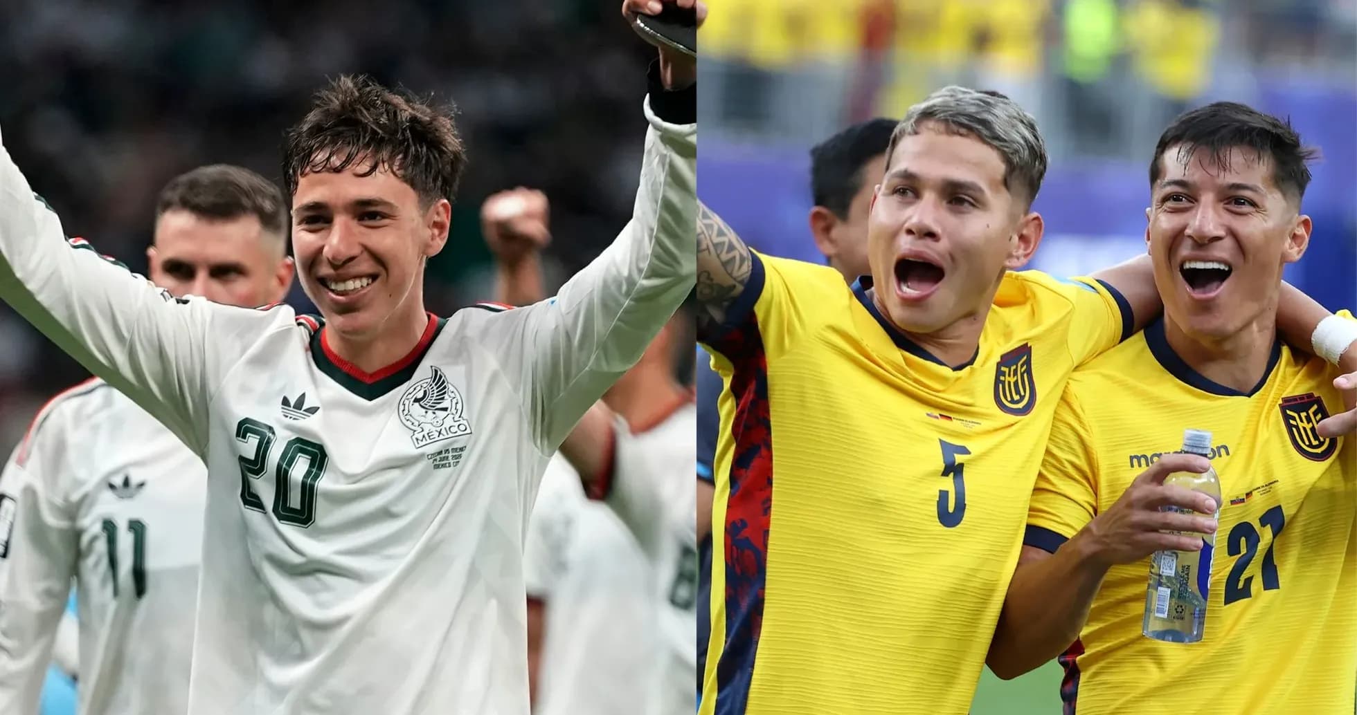 Celebrating players from Mexico and Ecuador