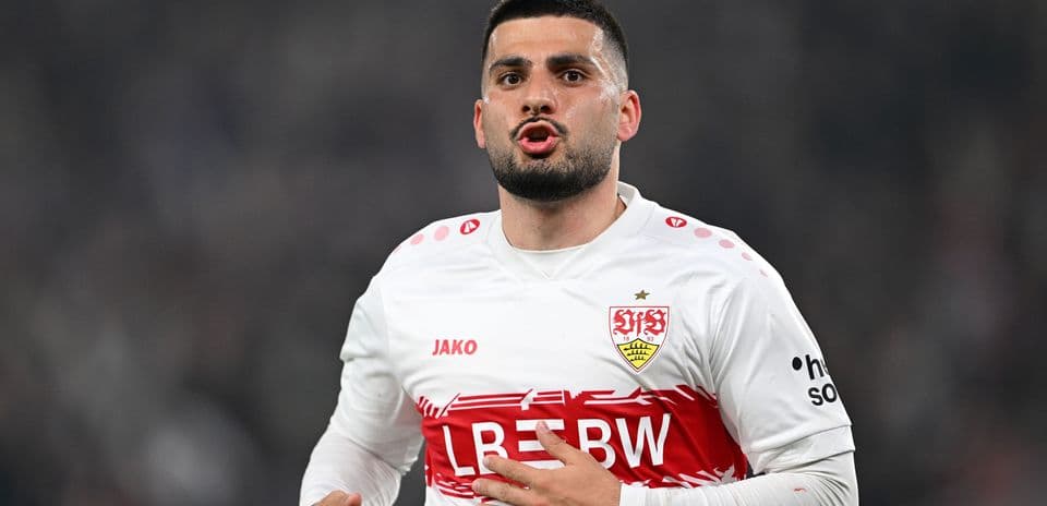 Player gesturing during a match for VfB Stuttgart