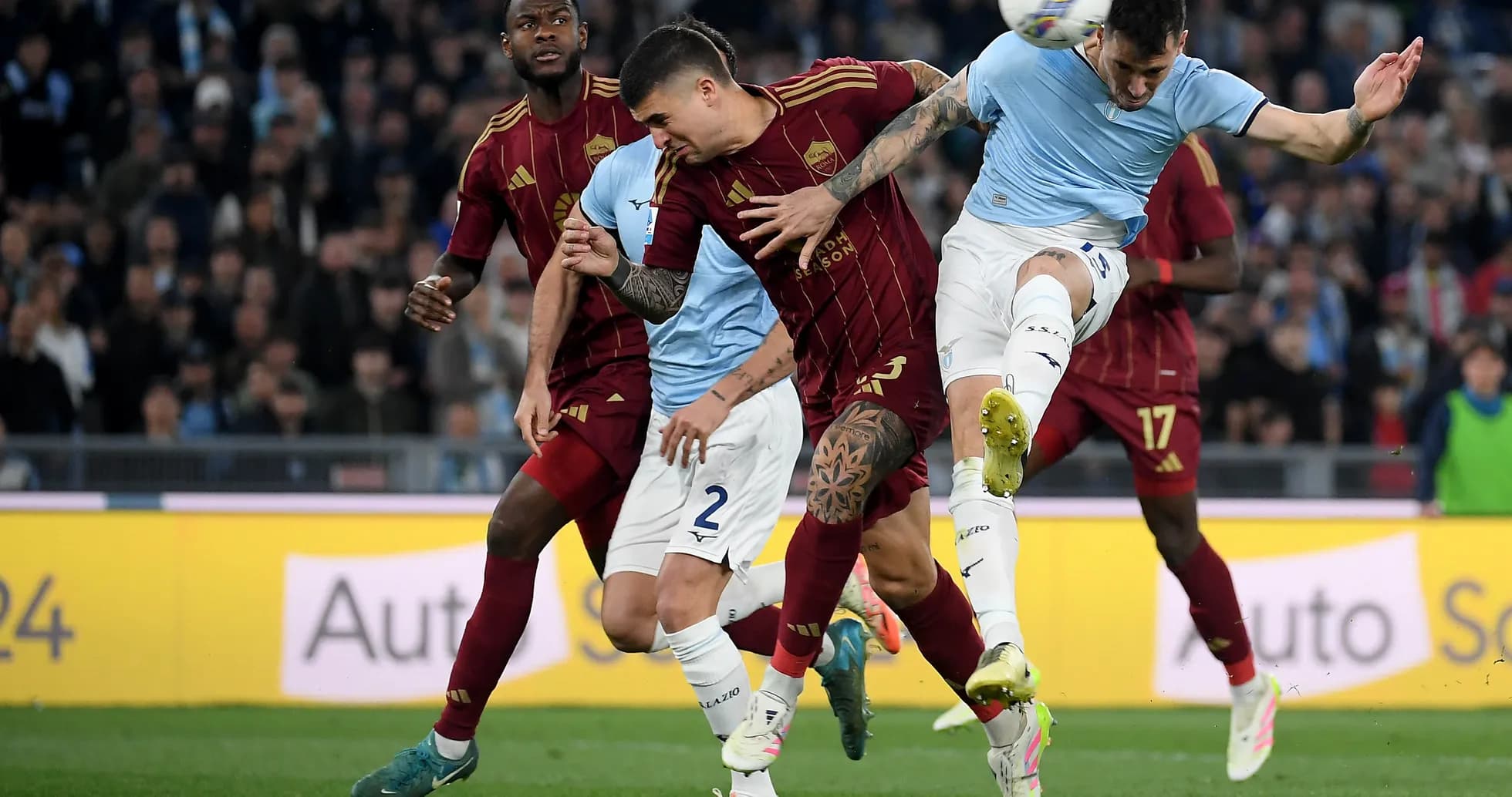 AS Roma players competing against Lazio