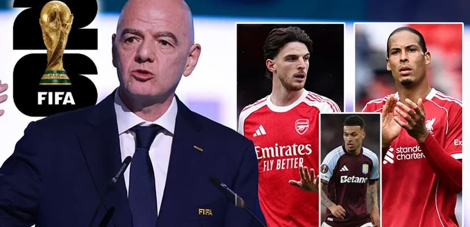 FIFA President speaking at press conference with players