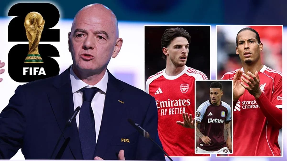 FIFA President speaking at press conference with players
