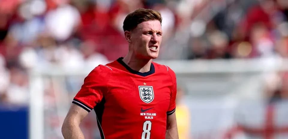 Player in red England jersey on the field