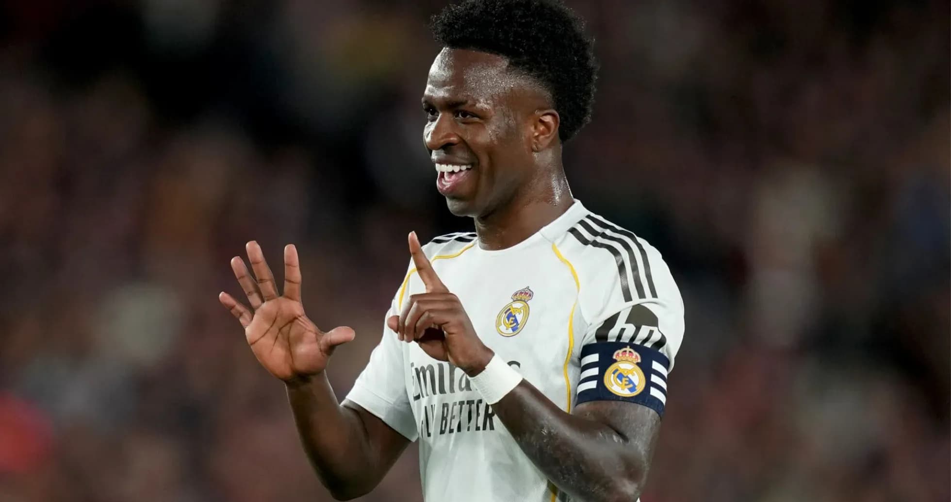Vinícius Júnior celebrating a goal for Real Madrid