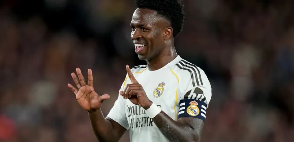 Vinícius Júnior celebrating a goal for Real Madrid
