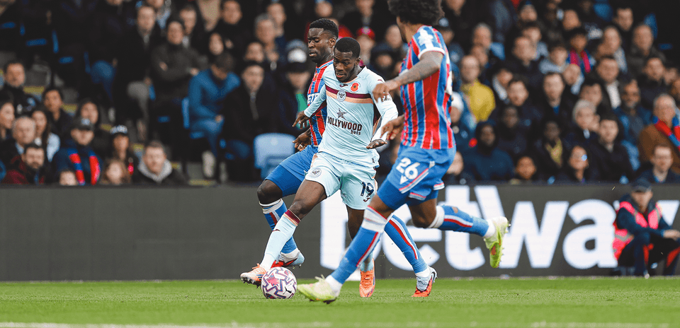Brentford and Crystal Palace players in action