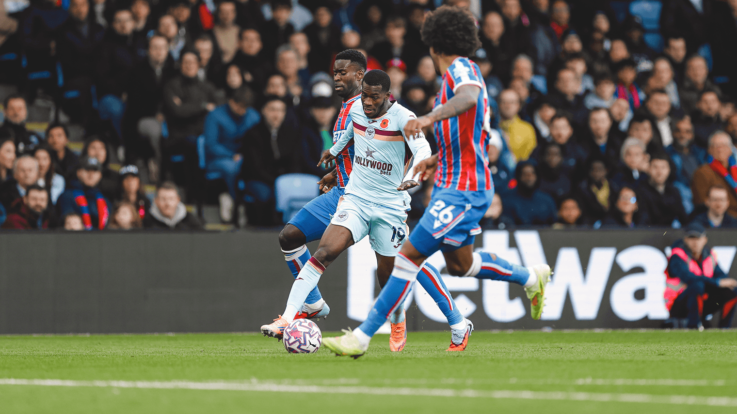 Brentford and Crystal Palace players in action