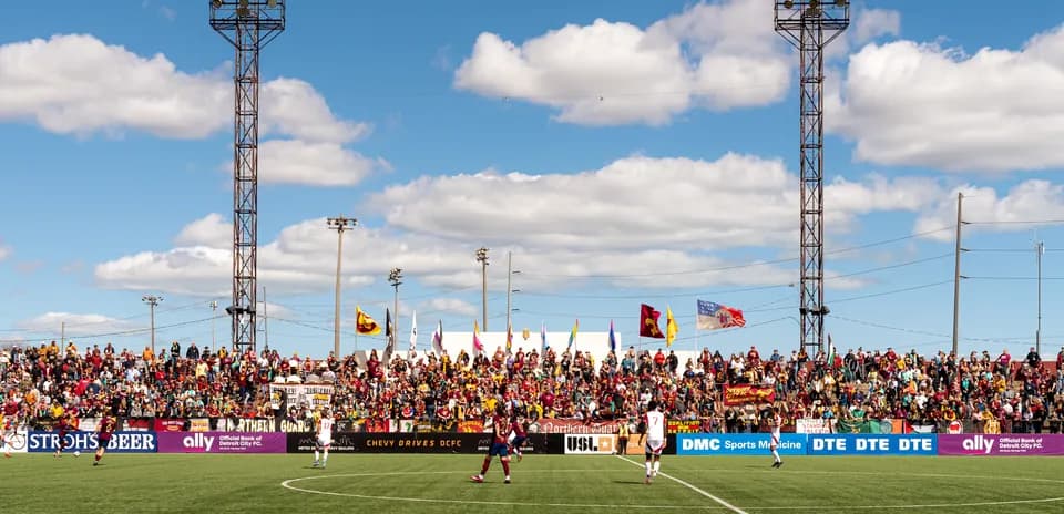 Detroit City FC fans cheering during match