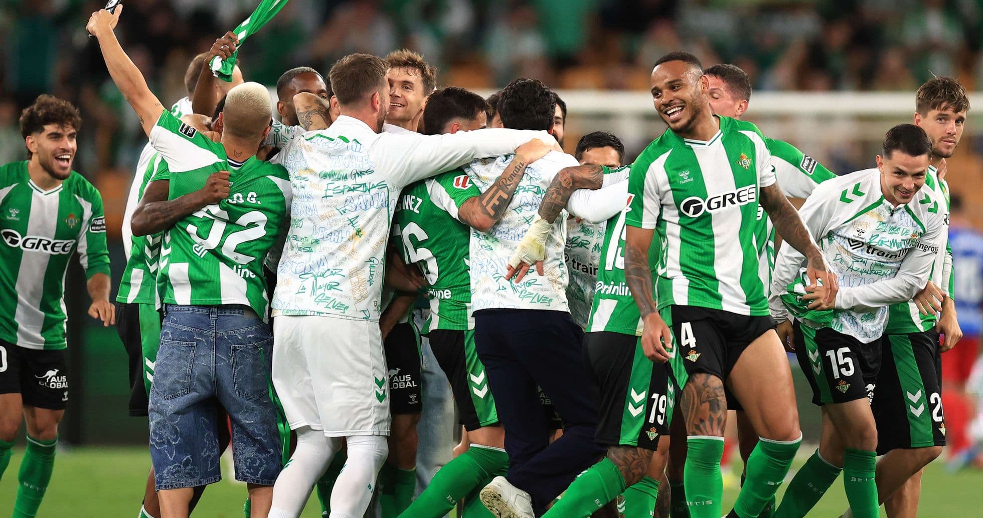 Real Betis players celebrating a victory