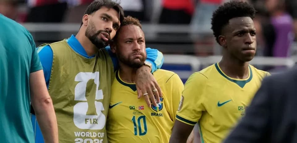 Brazil players reacting after a match loss