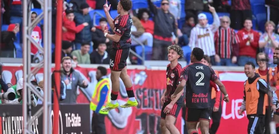 New York RB II players celebrating a goal