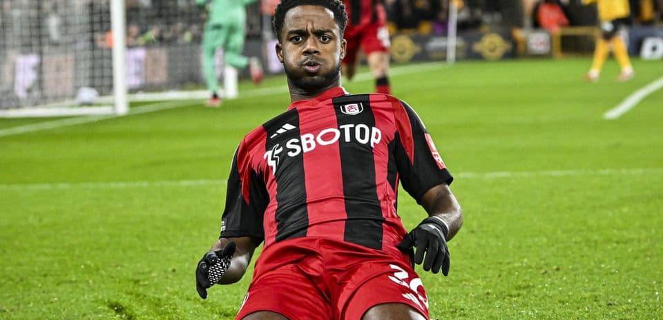 Fulham player celebrating a goal during match