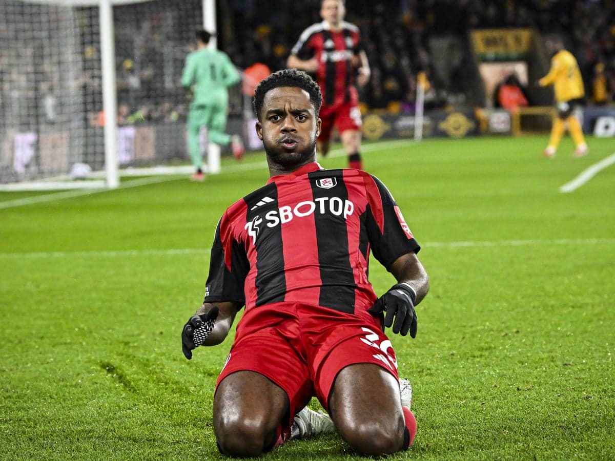 Fulham player celebrating a goal during match