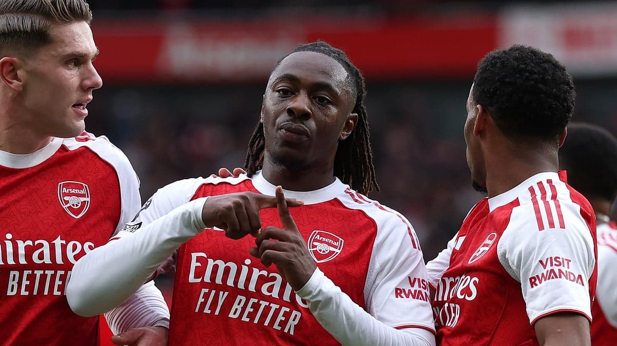 Arsenal players celebrating during Premier League match