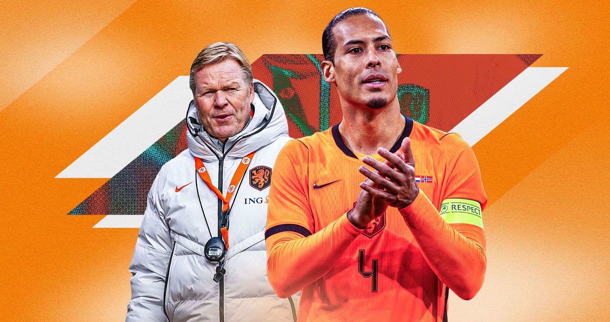 Ronald Koeman and Virgil van Dijk in Netherlands jerseys