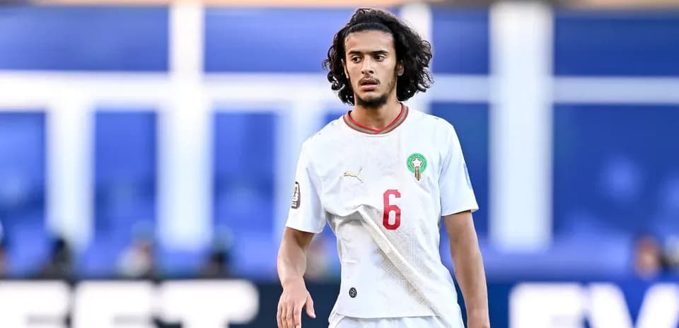 Moroccan player wearing jersey number 6 on field