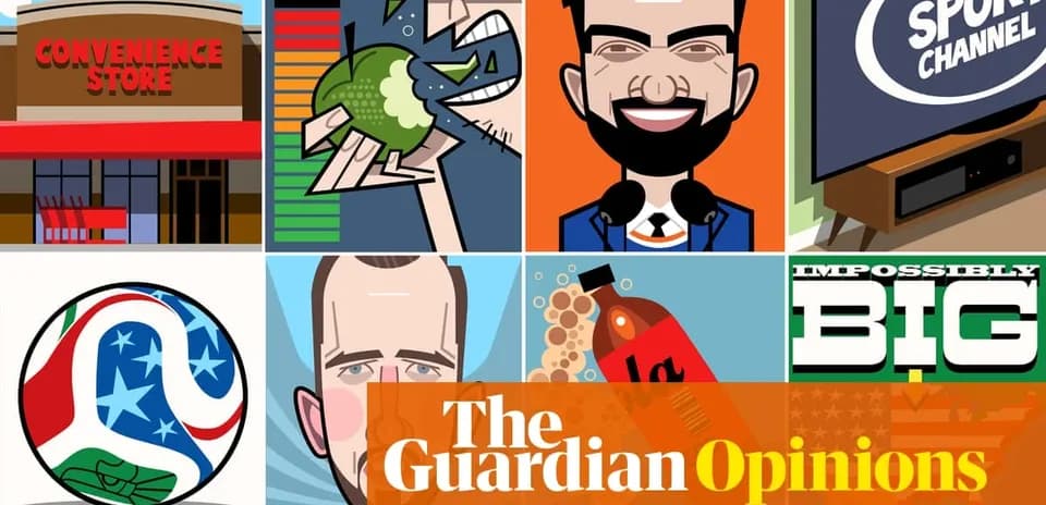 Collage of illustrations related to sports commentary