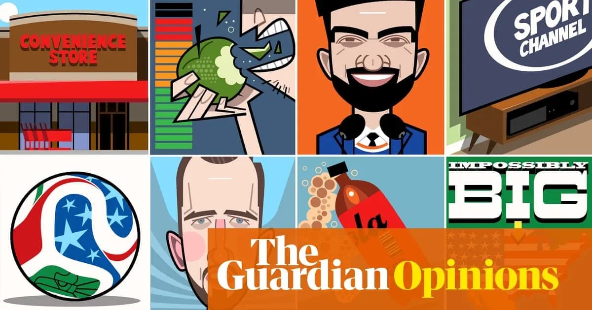 Collage of illustrations related to sports commentary
