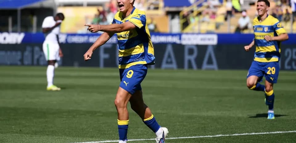 Parma player celebrating during Serie A match