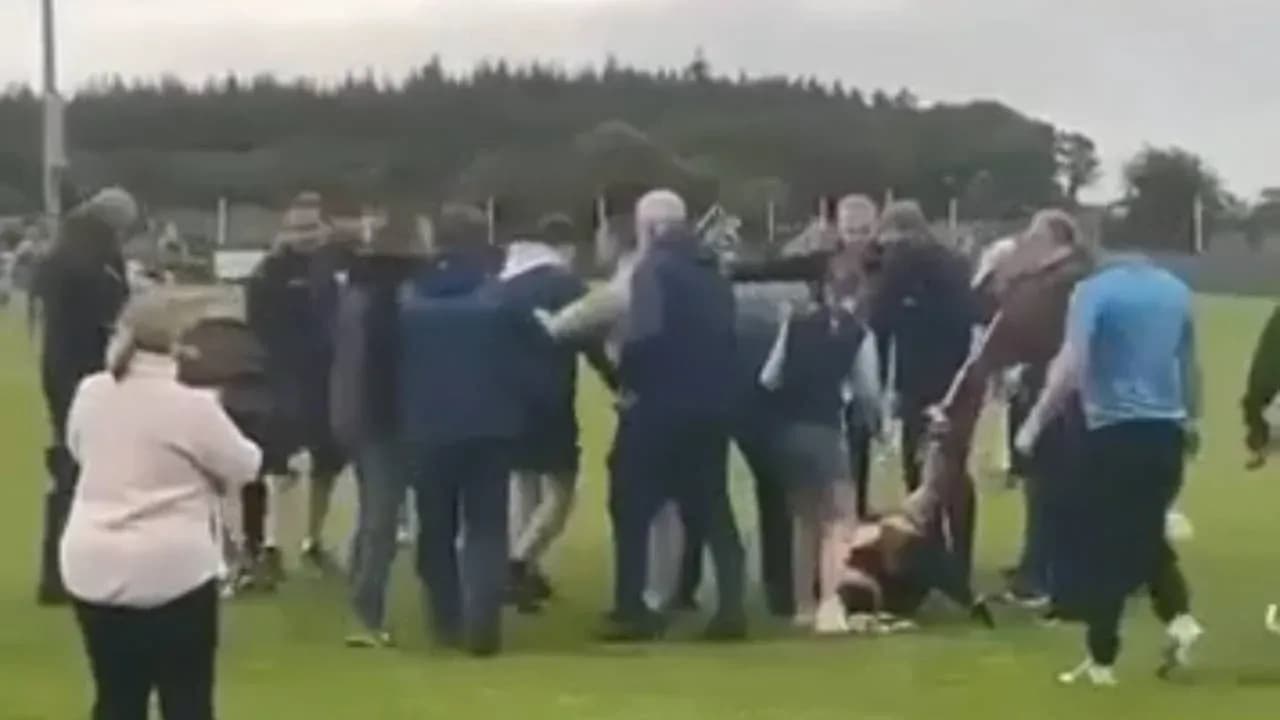 Crowd gathered around a player on the field