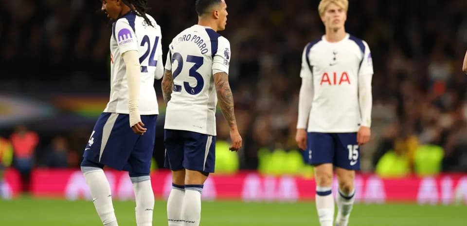Tottenham players in white jerseys during match