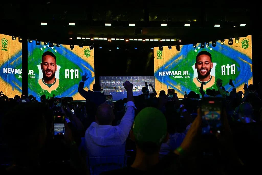 Neymar Jr. displayed on screens during event