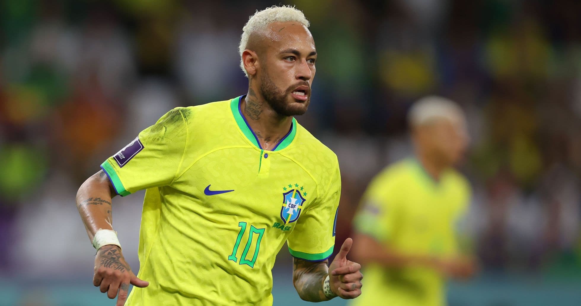 Neymar celebrating a goal for Brazil in match