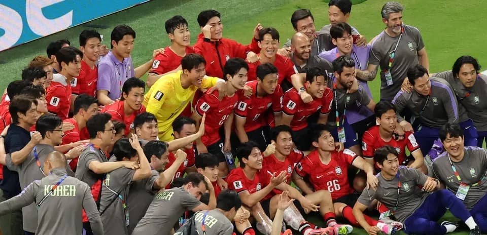 South Korea team celebrating after a victory