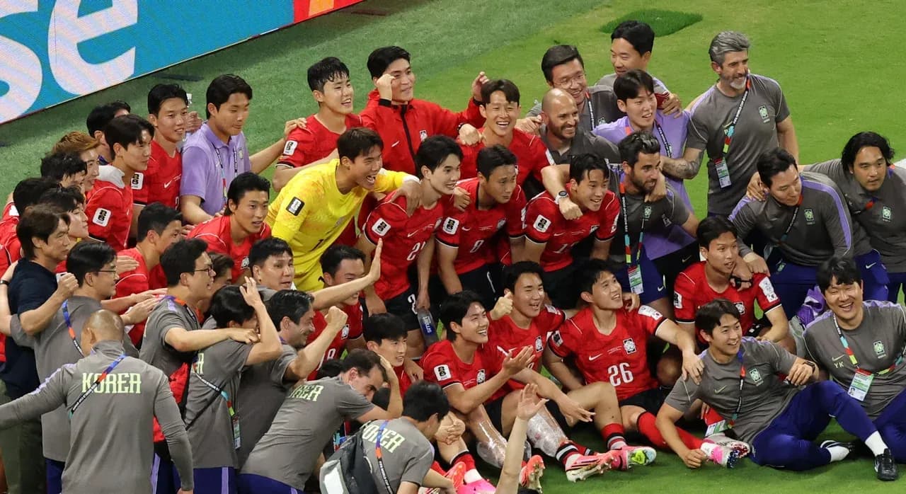 South Korea team celebrating after a victory