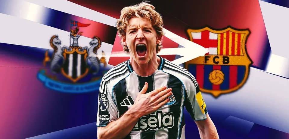 Player celebrating in Newcastle kit with club logos