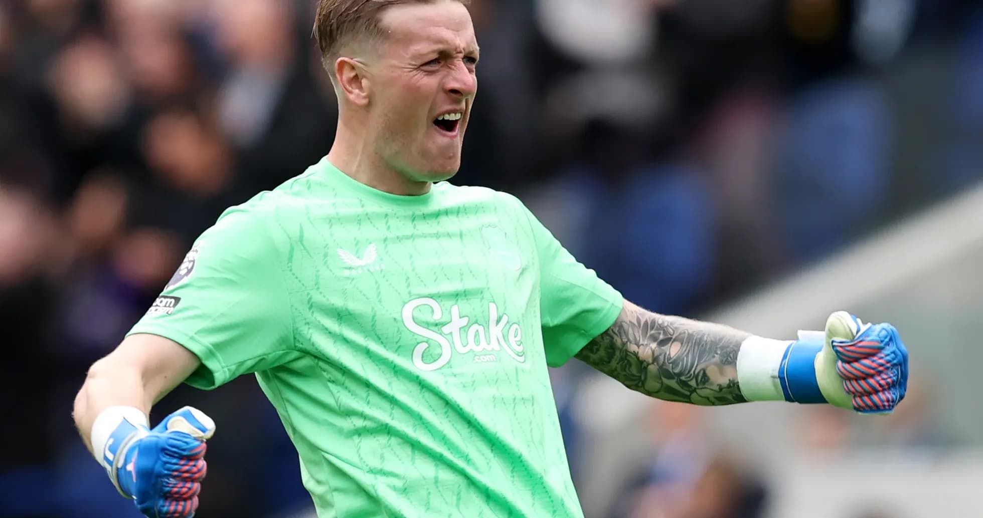 Goalkeeper celebrating during Premier League match