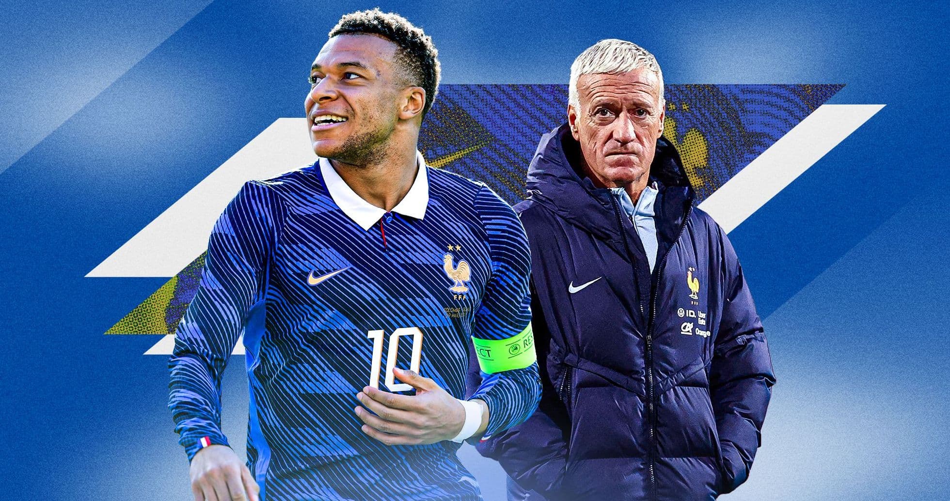 Kylian Mbappé and Didier Deschamps with France jersey