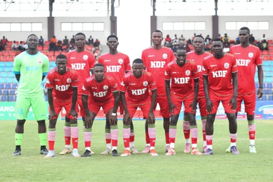 KDF football team posing for a group photo
