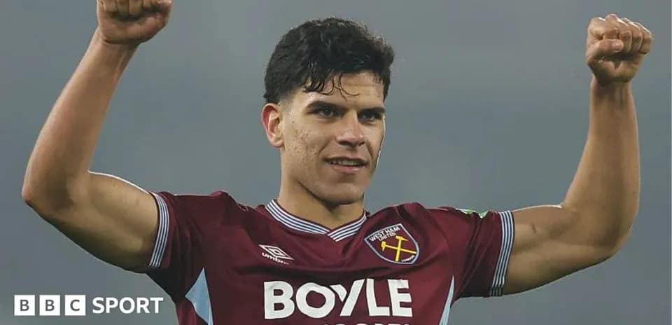 Player celebrating in West Ham United jersey