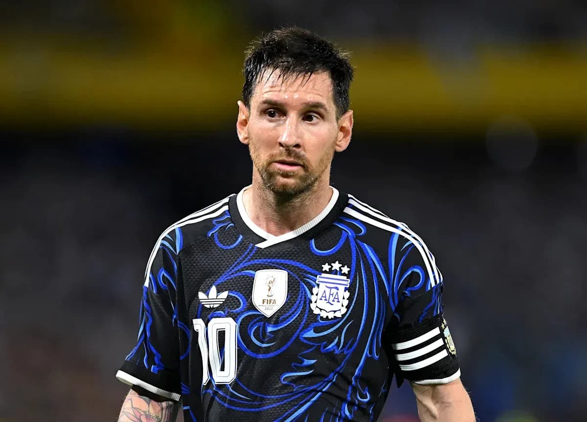Lionel Messi wearing Argentina jersey during match Lionel Messi wearing Argentina jersey during match