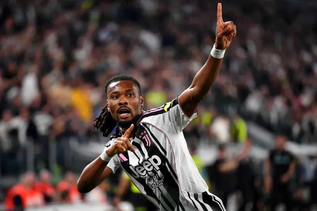 Player celebrating after scoring a goal for Juventus Player celebrating after scoring a goal for Juventus