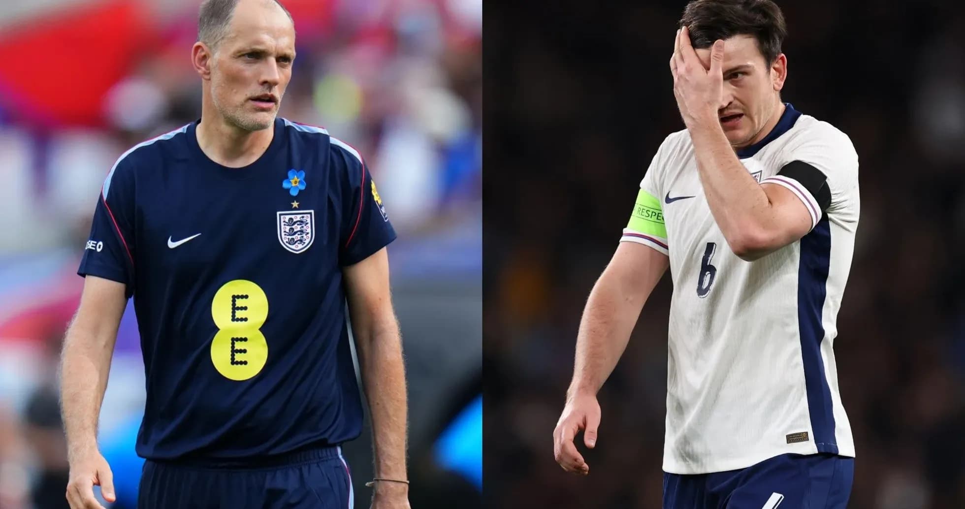 Thomas Tuchel and Harry Maguire during match Thomas Tuchel and Harry Maguire during match