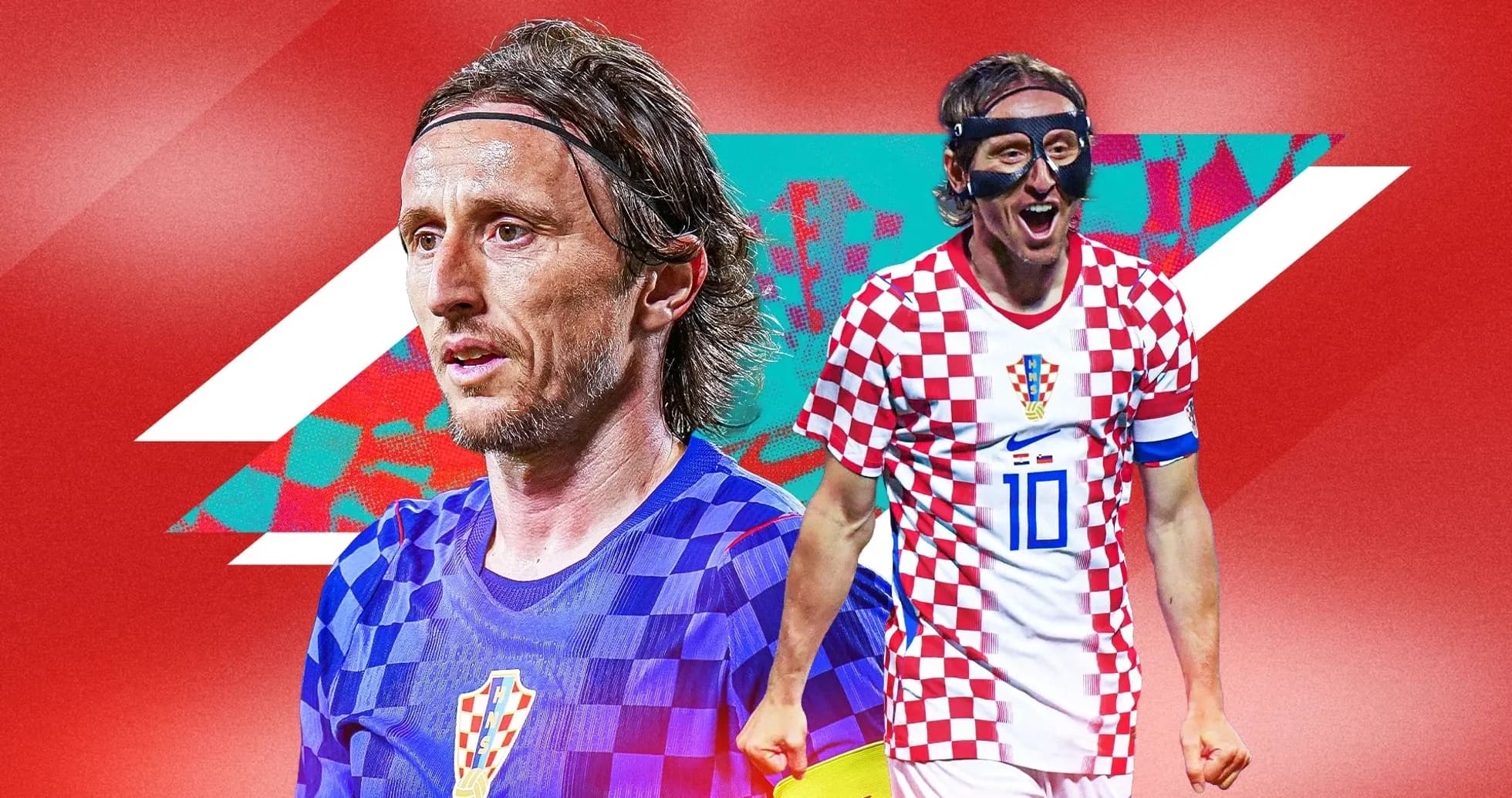 Luka Modrić in Croatia kit on colorful background Luka Modrić in Croatia kit on colorful background