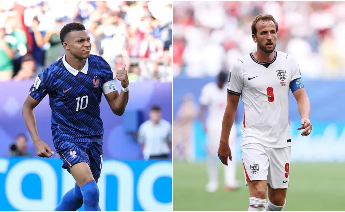 Kylian Mbappe and Harry Kane during match Kylian Mbappe and Harry Kane during match