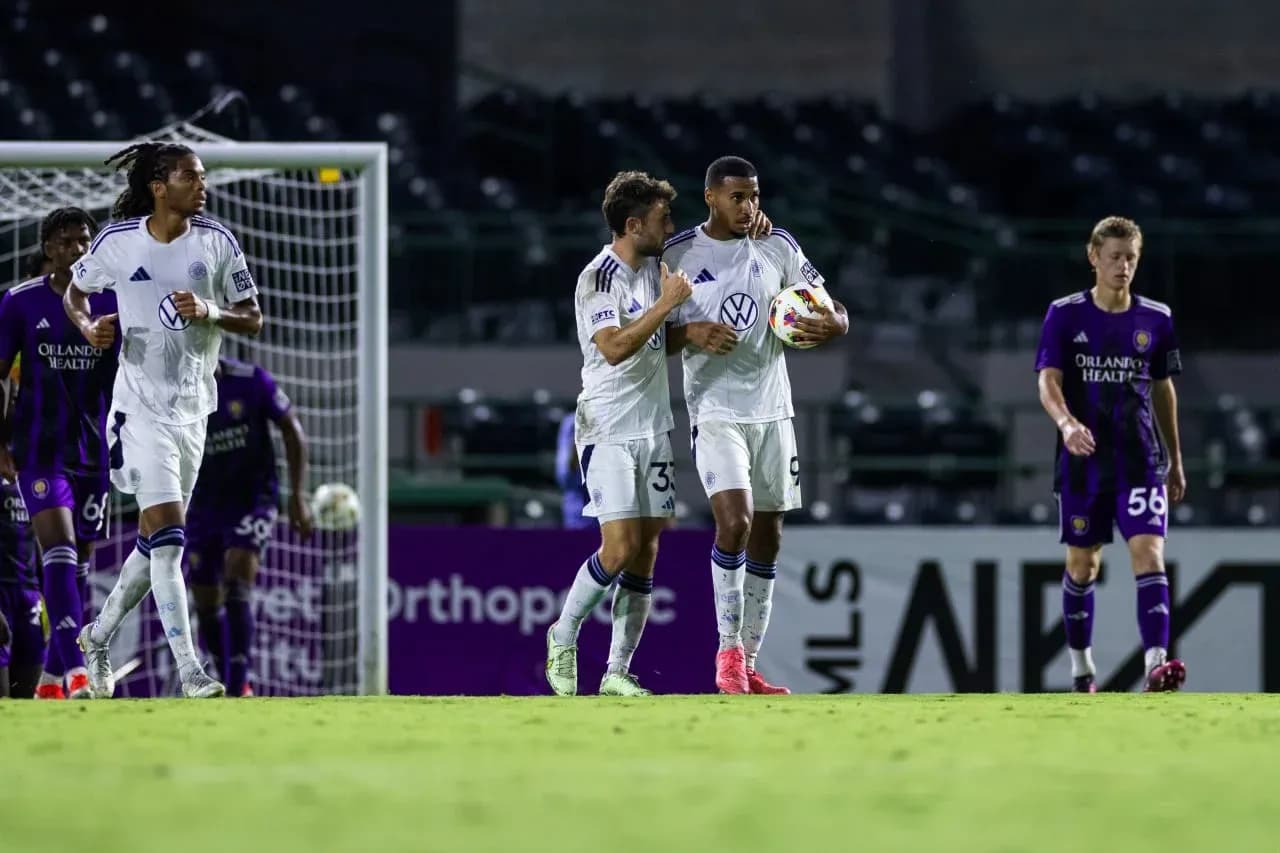 Players celebrating during Orlando City II match Players celebrating during Orlando City II match