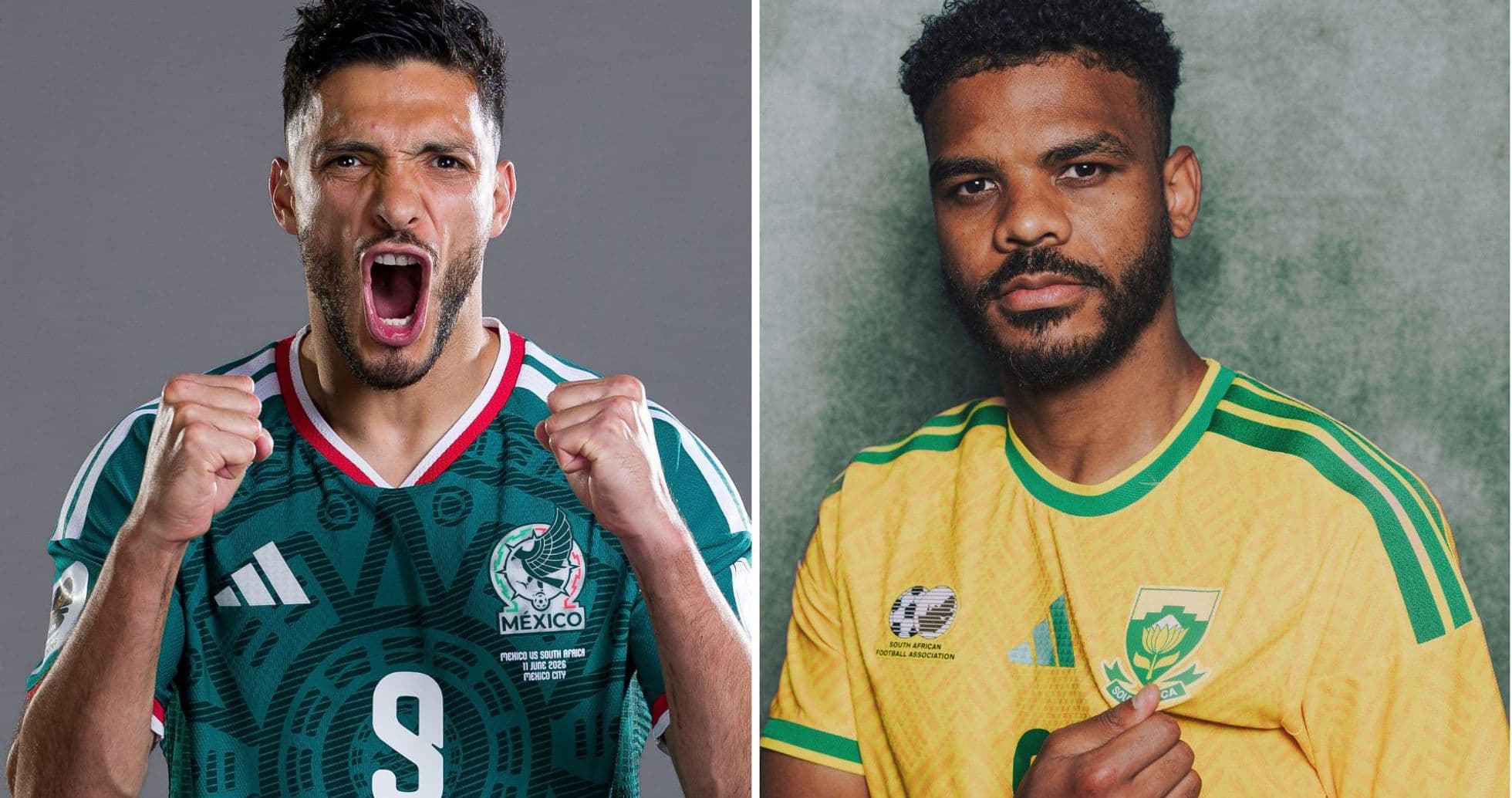 Mexico and South Africa players in jerseys Mexico and South Africa players in jerseys
